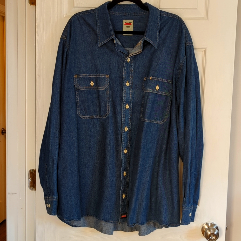SOLD 💝3 FOR $30💝 Dickies Men's Long Sleeve Denim Button Down Work Shirt 3XL
